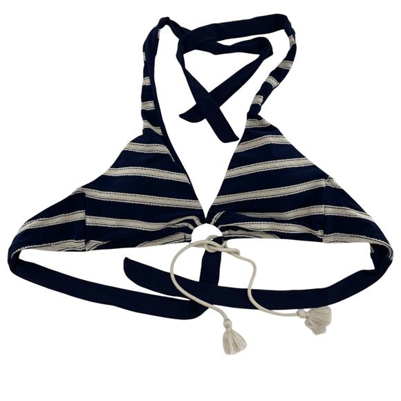 Robin Piconne Abi Stripe Indigo Halter Tassels Bikini Set Coastal Boho Size S - Picture 4 of 14